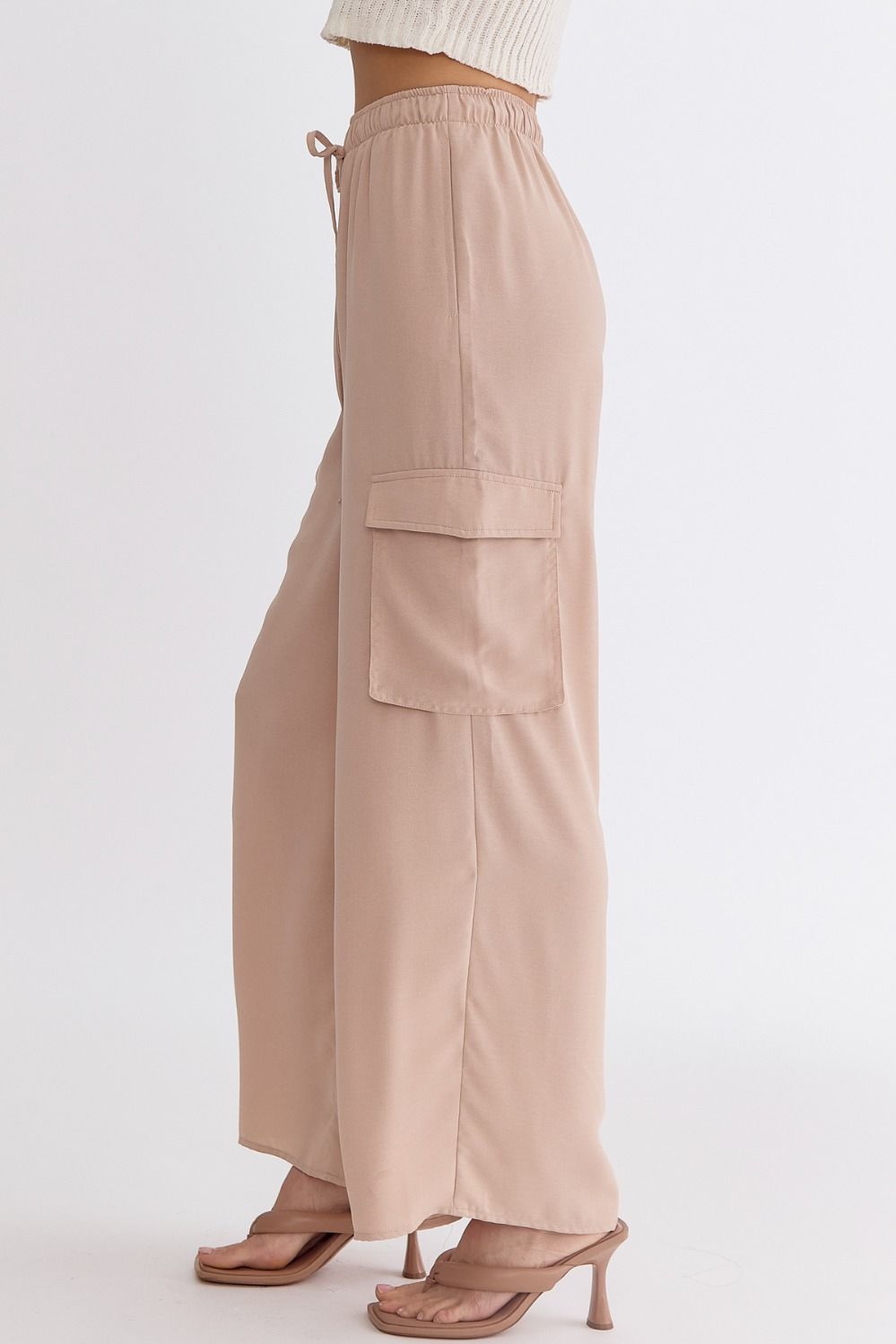 ENTRO INC Women's Pants High Waisted Utility Wide Leg Pants || David's Clothing