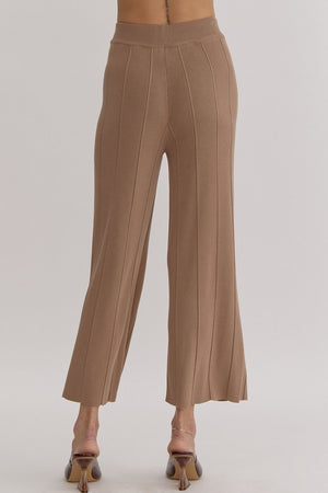 ENTRO INC Women's Pants Ribbed High Waisted Wide Leg Pants || David's Clothing