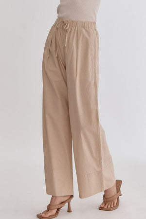 ENTRO INC Women's Pants Solid High-Waisted Wide-Leg Linen Pants || David's Clothing