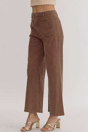 ENTRO INC Women's Pants Solid High Waisted Wide Leg Pants || David's Clothing