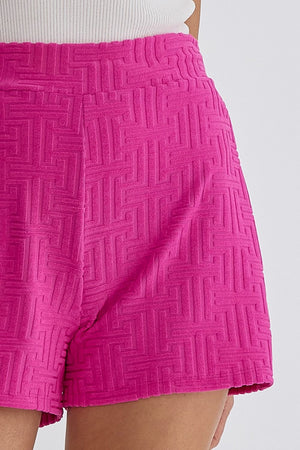 ENTRO INC Women's Shorts Aztec Textured Terry High-Waist Shorts || David's Clothing