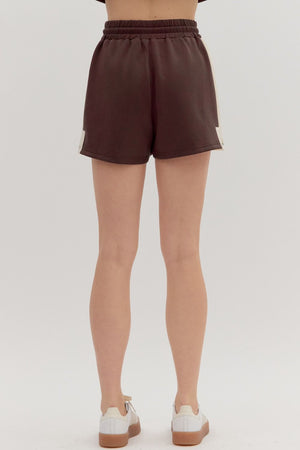 ENTRO INC Women's Shorts Solid Contrast Accent Pintuck Pull-On Shorts