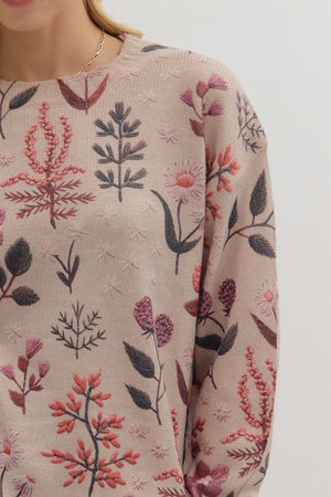 ENTRO INC Women's Sweaters Floral Print Long Sleeve Sweater Top || David's Clothing