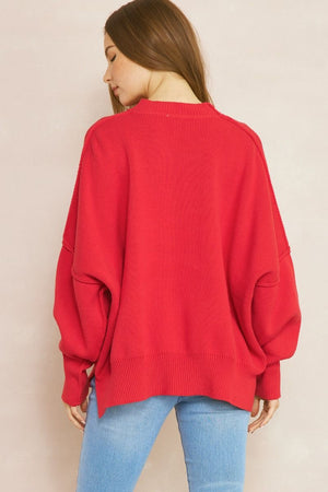 ENTRO INC Women's Sweaters Oversized Drop Shoulder Sweater || David's Clothing