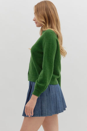 ENTRO INC Women's Sweaters Solid Long Sleeve Sweater Knit Cardigan