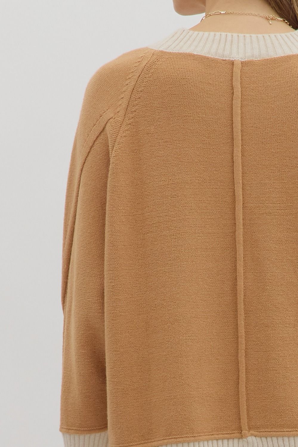 ENTRO INC Women's Sweaters Solid sweater knit long sleeve pullover top