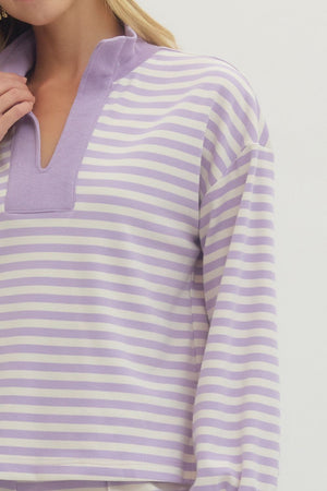 ENTRO INC Women's Sweaters Striped Long Sleeve Knit Top