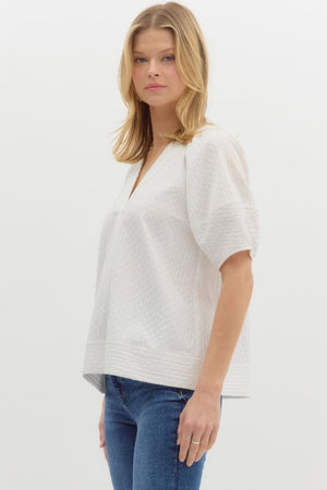 ENTRO INC Women's Top 1- take pics of blue - Crinkle Top V-Neck Top