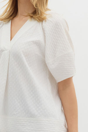ENTRO INC Women's Top 1- take pics of blue - Crinkle Top V-Neck Top