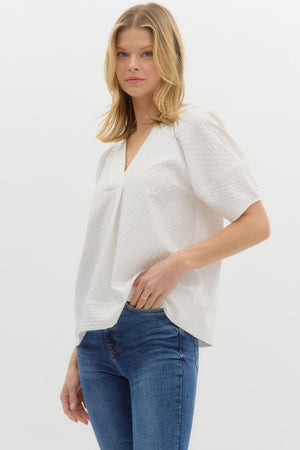 ENTRO INC Women's Top 1- take pics of blue - Crinkle Top V-Neck Top