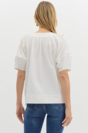 ENTRO INC Women's Top 1- take pics of blue - Crinkle Top V-Neck Top