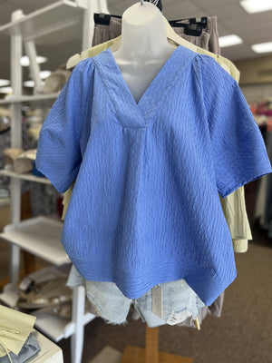 ENTRO INC Women's Top Crinkle Top V-Neck Top