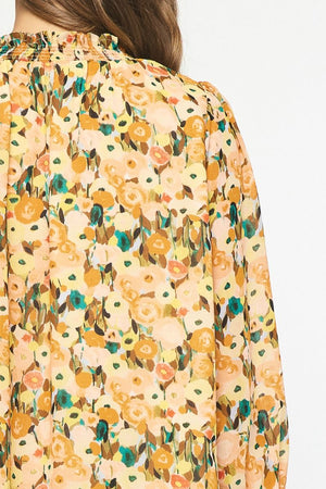 ENTRO INC Women's Top Floral Print Long Sleeve Top || David's Clothing