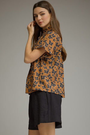 ENTRO INC Women's Top Floral Print Short Sleeve Top