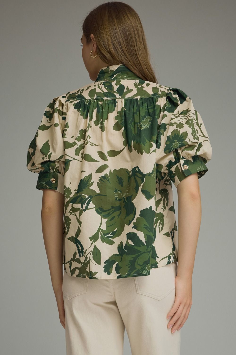 ENTRO INC Women's Top Printed short puff sleeve top