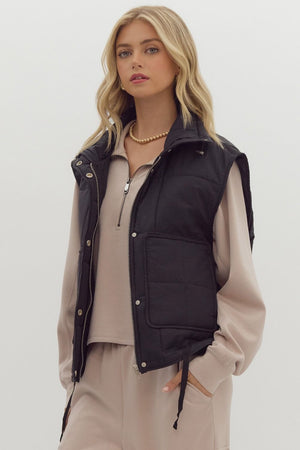 ENTRO INC Women's Top Quilted Zip-Up Snap Button Vest || David's Clothing