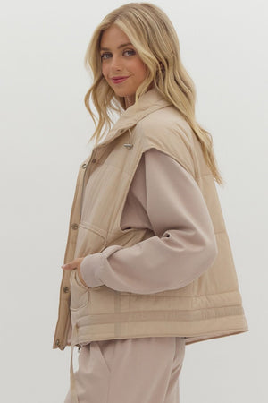 ENTRO INC Women's Top Quilted Zip-Up Snap Button Vest || David's Clothing