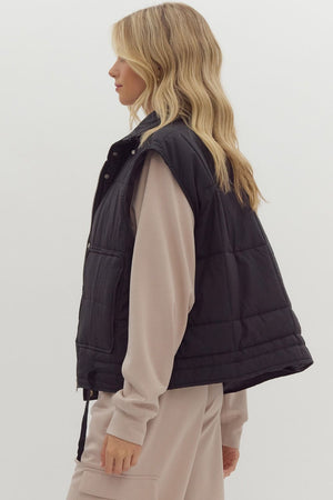 ENTRO INC Women's Top Quilted Zip-Up Snap Button Vest || David's Clothing