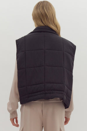 ENTRO INC Women's Top Quilted Zip-Up Snap Button Vest || David's Clothing