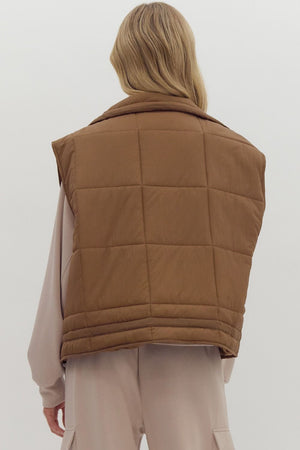 ENTRO INC Women's Top Quilted Zip-Up Snap Button Vest || David's Clothing