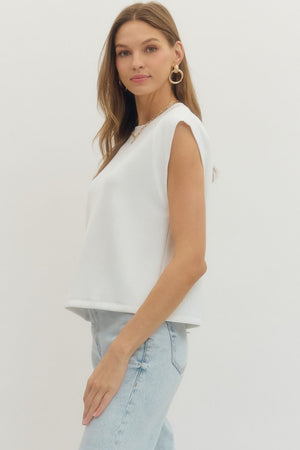 ENTRO INC Women's Top Solid Cap Sleeve Crew Neck Pullover Top