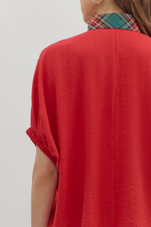 ENTRO INC Women's Top Solid Short Sleeve Dolman Top || David's Clothing