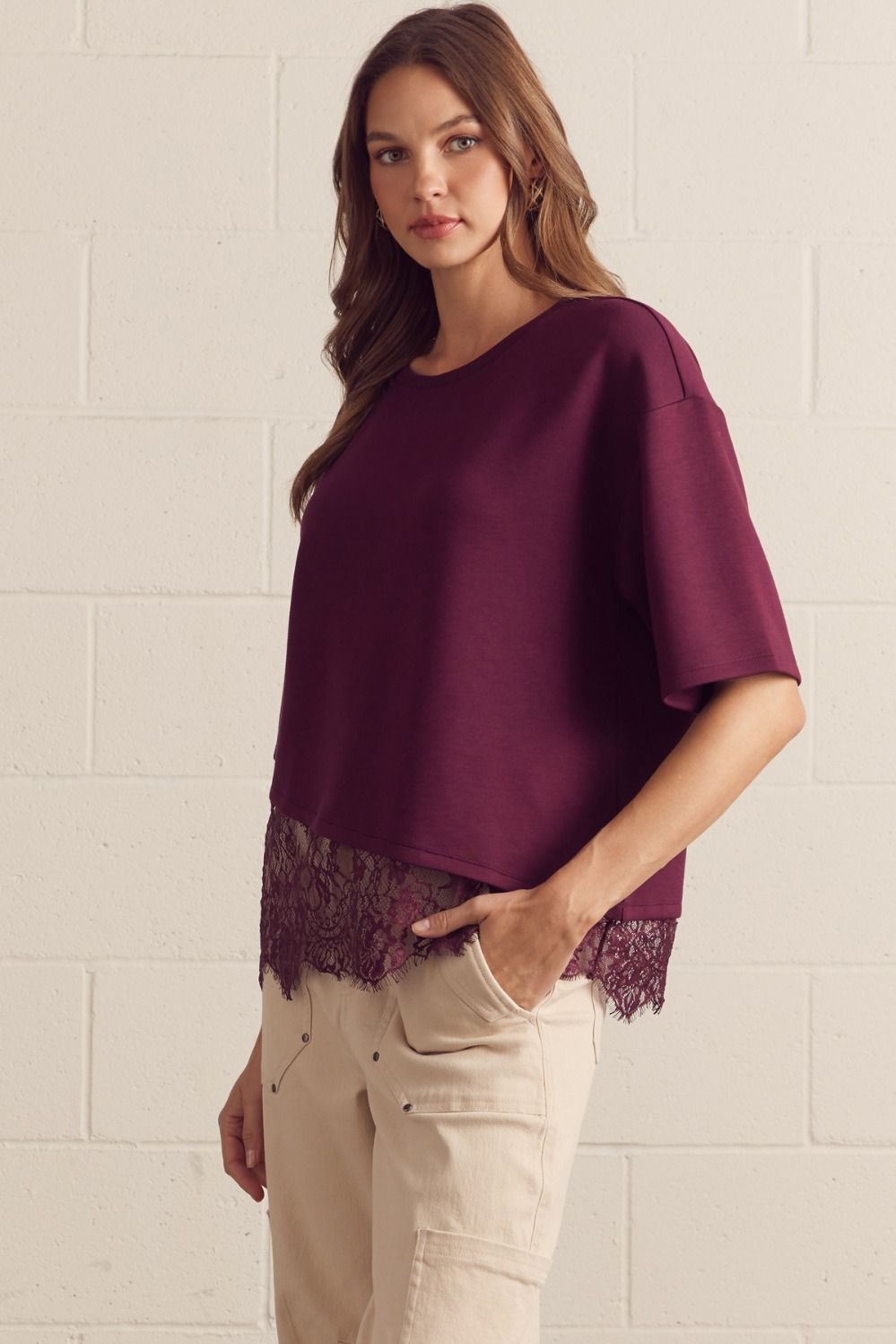 ENTRO INC Women's Top Solid Short Sleeve Knit Top