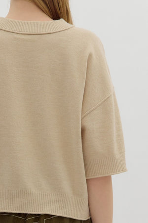 ENTRO INC Women's Top Solid Sweater Knit ¾ Wide Sleeve Pullover