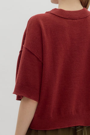 ENTRO INC Women's Top Solid Sweater Knit ¾ Wide Sleeve Pullover