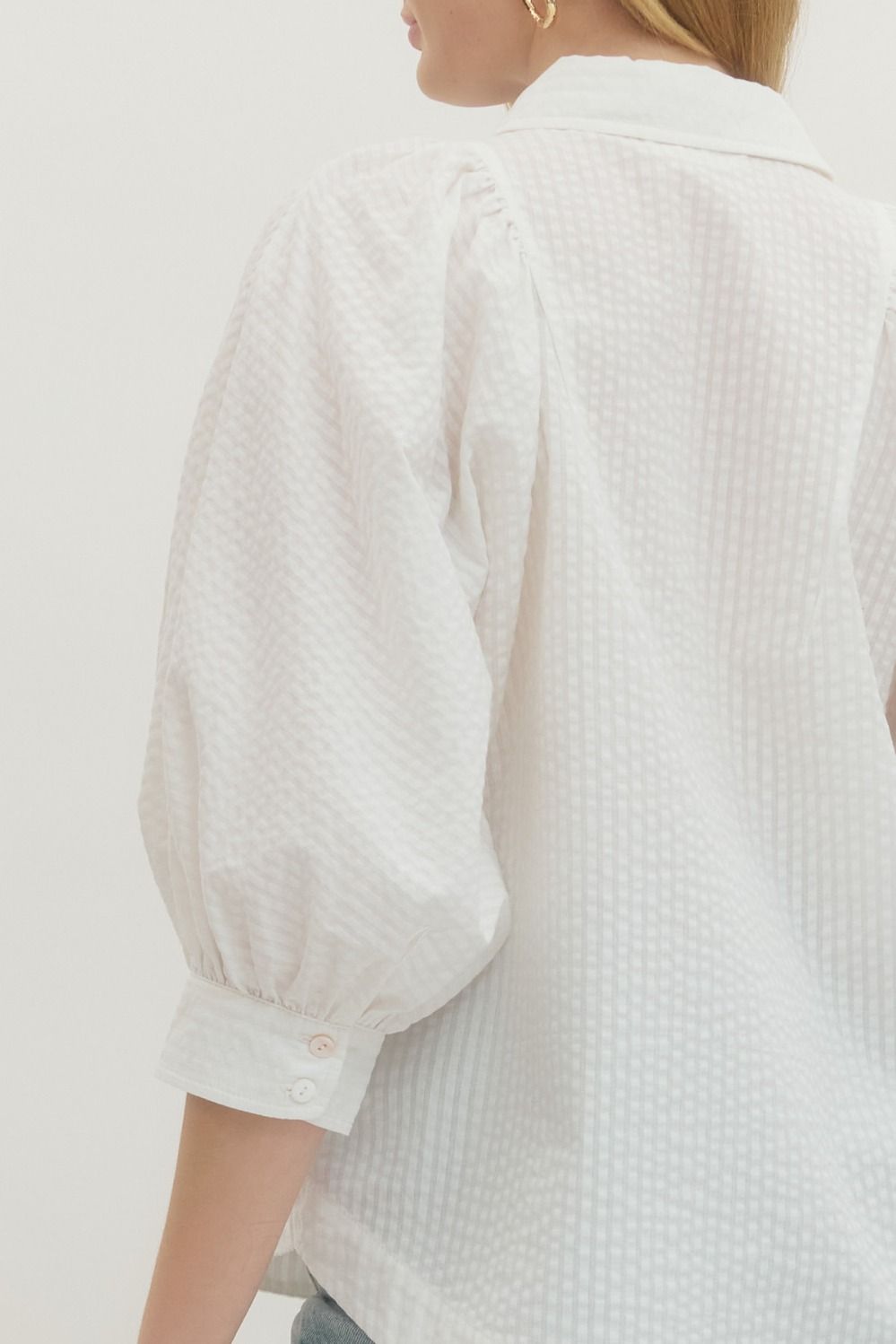 ENTRO INC Women's Top Solid textured 3/4 sleeve top