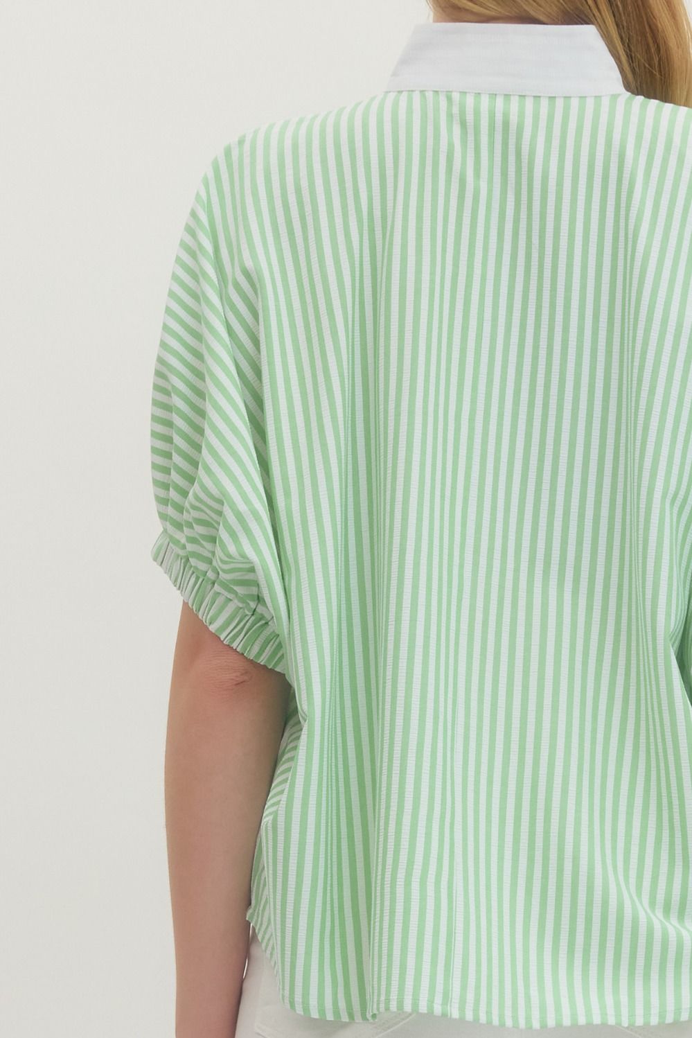 ENTRO INC Women's Top Striped Short Dolman Sleeve Top