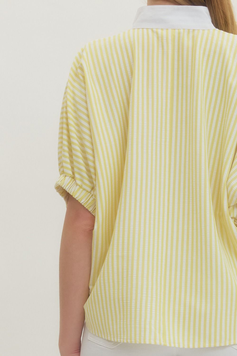 ENTRO INC Women's Top Striped Short Dolman Sleeve Top