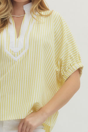 ENTRO INC Women's Top Striped Short Dolman Sleeve Top