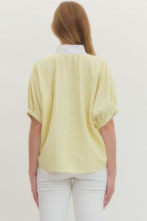 ENTRO INC Women's Top Striped Short Dolman Sleeve Top