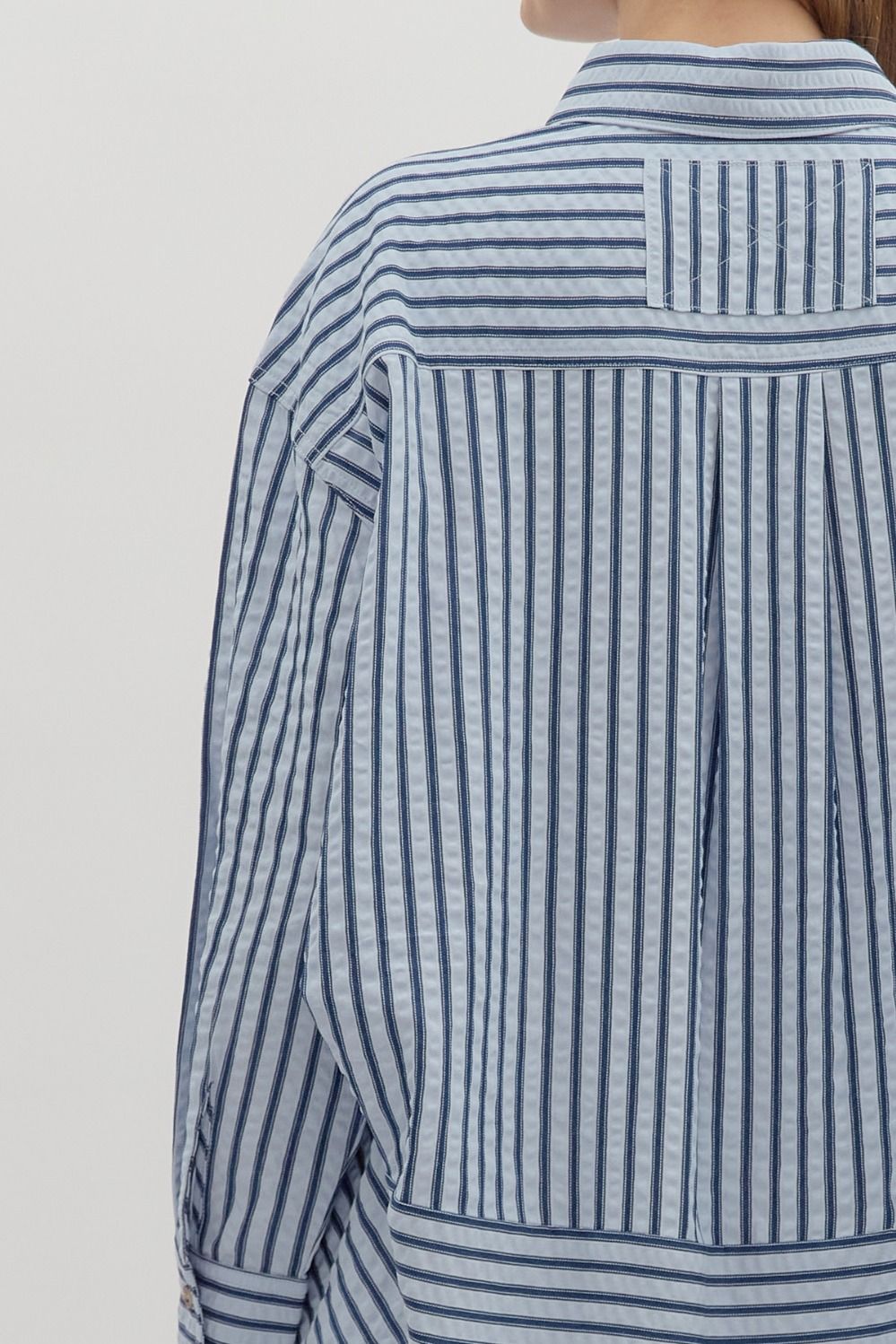 ENTRO INC Women's Top Textured Striped Long Sleeve Button Down Collar Shirt