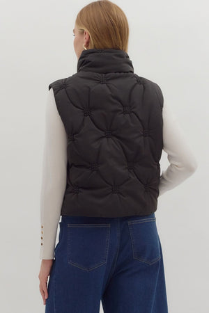 ENTRO INC Women's Vest High Neck Sleeveless Zip-Front Quilted Puffer Vest