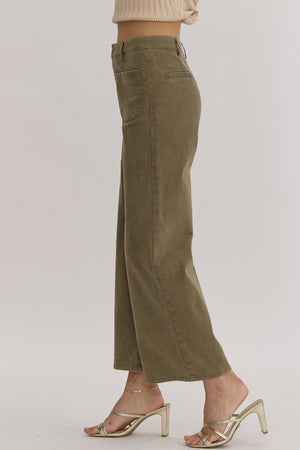 Solid High Waisted Wide Leg Pants