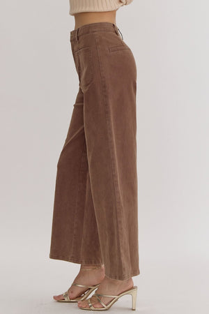 Solid High Waisted Wide Leg Pants