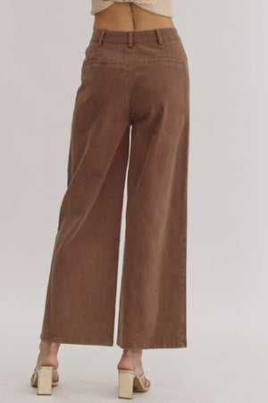 Solid High Waisted Wide Leg Pants