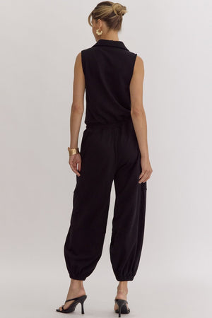 Sleeveless Jogger Style Jumpsuit