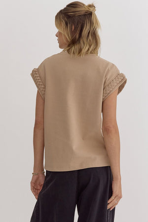 Solid Round Neck Cap Sleeve Top