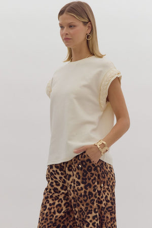 Solid Round Neck Cap Sleeve Top