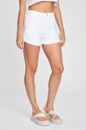 EUNINA Women's Shorts Lulu High Rise Cut Off Short - Coco White || David's Clothing