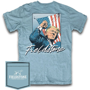 FIELDSTONE Men's Tees ICE BLUE / S Fieldstone Trump Fight Tee || David's Clothing 658TRUMPIB