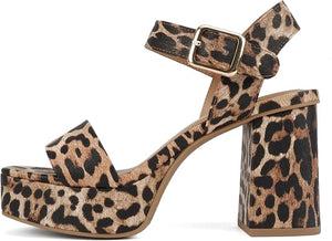 FORTUNE DYNAMIC Women's Shoes LEOPARD / 5.5 Macey Women's High Heel Platform Dress Sandal Open Square Toe MACEYL