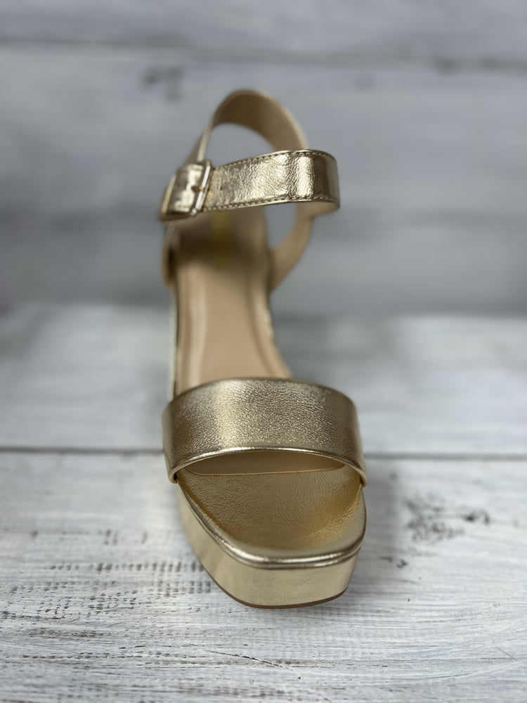 FORTUNE DYNAMIC Women's Shoes Soda Macey Open Square Toe Single Band High Heel Platform Dress Sandal