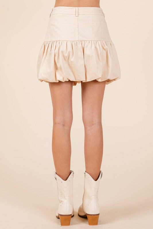 GEEGEE Women's Skirts Stretch Denim Bubble Hem Casual Mini Skirt || David's Clothing