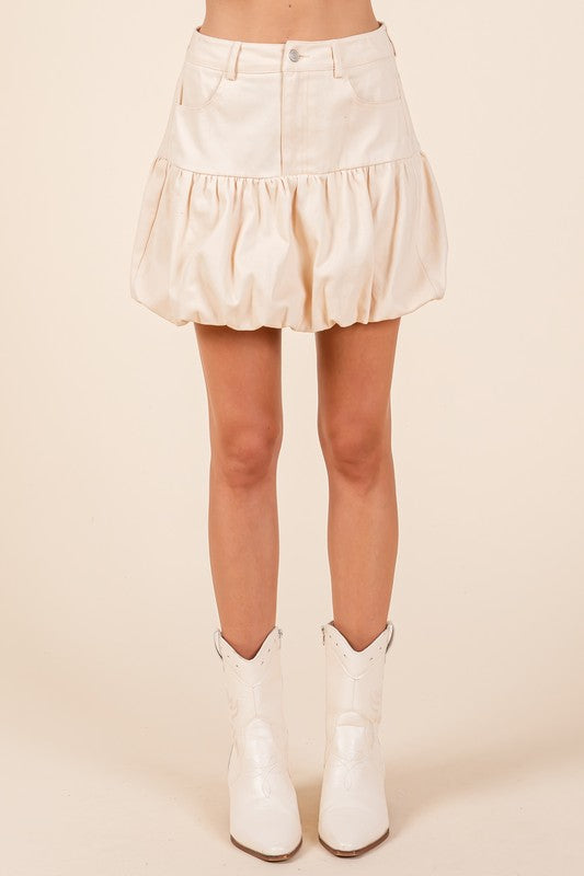 GEEGEE Women's Skirts Stretch Denim Bubble Hem Casual Mini Skirt || David's Clothing