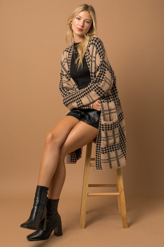 Gilli Clothing Women's Sweaters Houndstooth Coatigan || David's Clothing