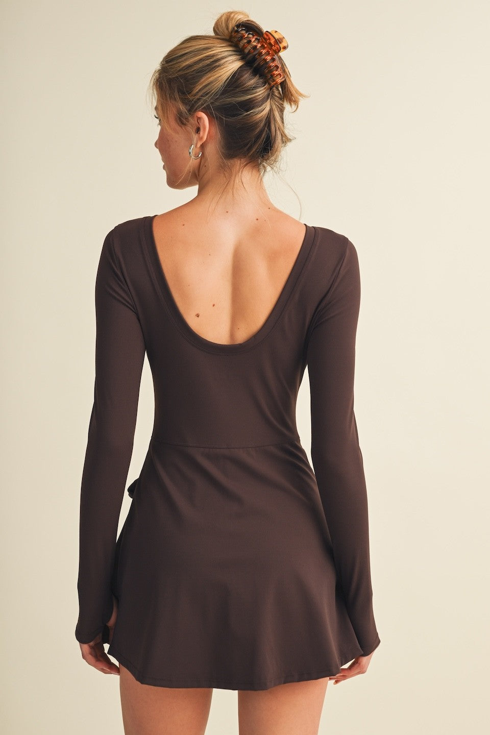 GLOWIE 25-Women's Dresses Long Sleeve Wrap Tie Front Dress
